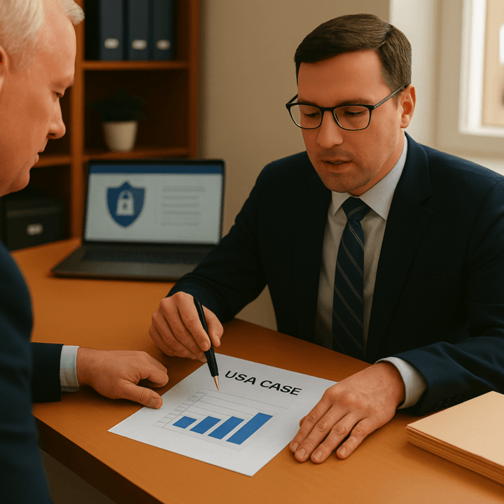 Professional reviewing visa case documents