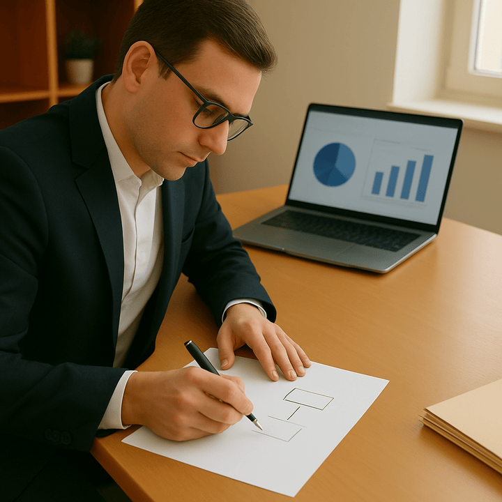 Professional working on custom business plan